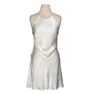 Bardot Orchid White Mila Mini Cowl Back Satin Strappy Slip Dress Size L NEW!
